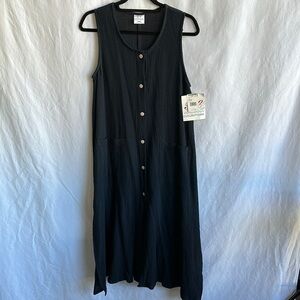 PC Collections black button-down NWT sleeveless cotton dress, size L